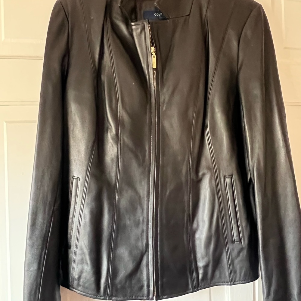 Cole Haan Lamb skin black leather size Large